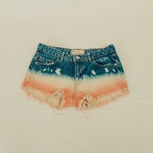 Free People Tie Dye Denim Shorts
